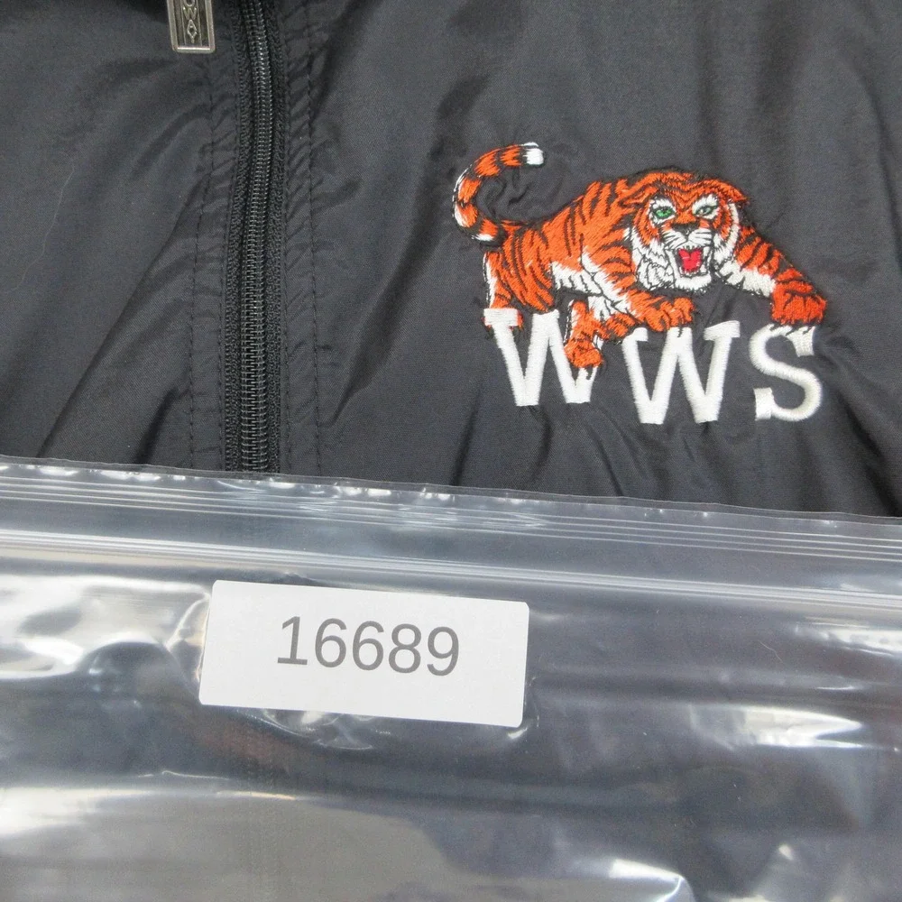 Vintage 90s Holloway Mens M WWS Tigers Windbreaker Jacket Black Orange Stripe